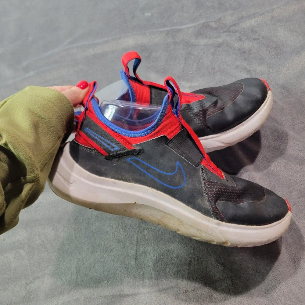 Nike Flex Plus Shoes Black Red Blue Slip On Youth‎ Size 7Y CW7415 001